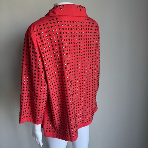 Y2K Studded Slinky Open Front Cardigan Orange - Picture 6 of 9